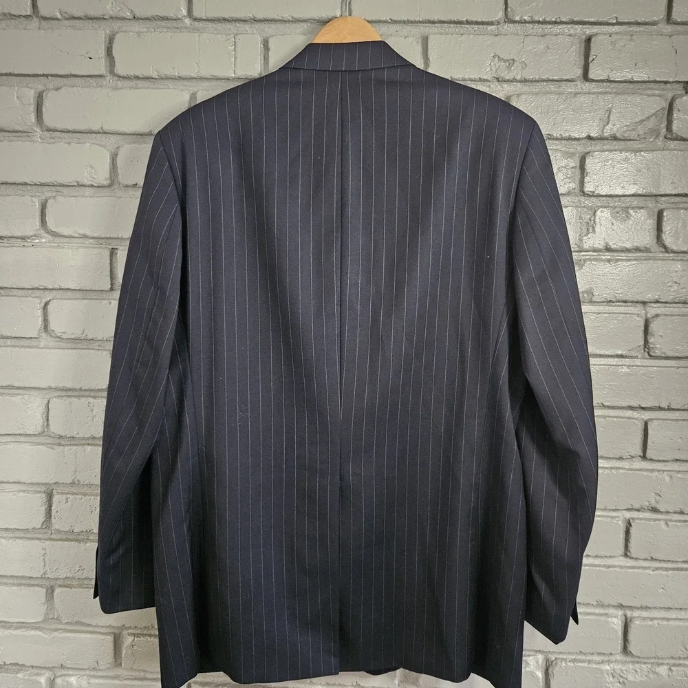 Ralph‎ Lauren Mens Blazer 46L Navy Wool Pinstripe Sport Coat Suit Jacket